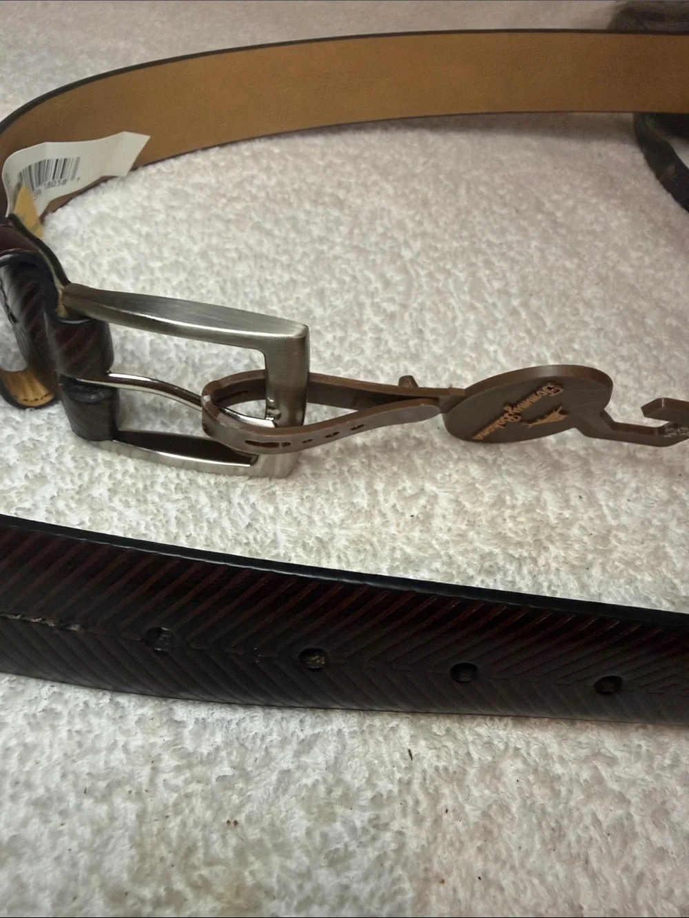 NWT Tommy Bahama Brown Leather Belt with Silver Buckle